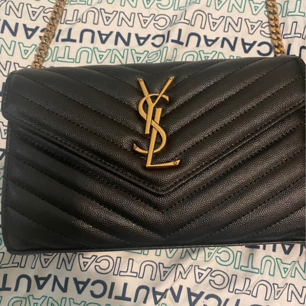 Yves Saint Laurent Black Chevron Crossbody Bag